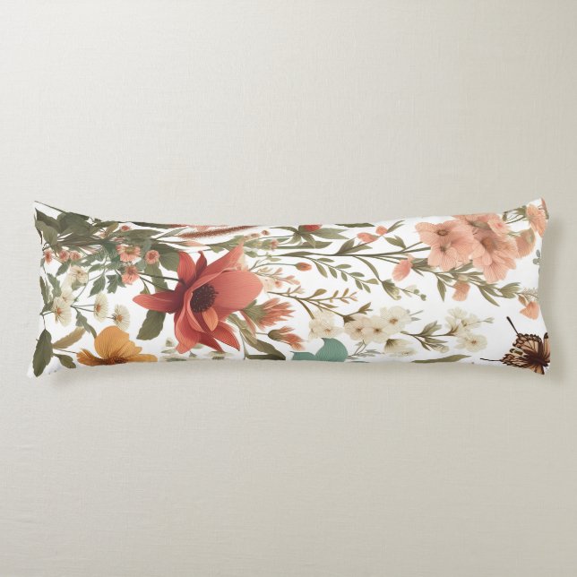 Upptäck förbluffande Vår Blommigt Botaniska Mönste Kroppskudde (Framsidan)