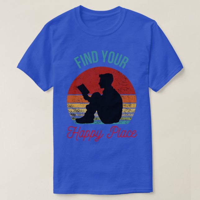 Upptäck Lycklig Ställe med Bra Bok T Shirt (Design framsida)