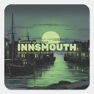 Upptäck mystisk Innsmouth Fyrkantigt Klistermärke