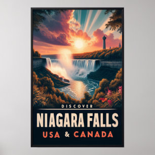 Upptäck Niagara Falls Vintage Reseposter Poster