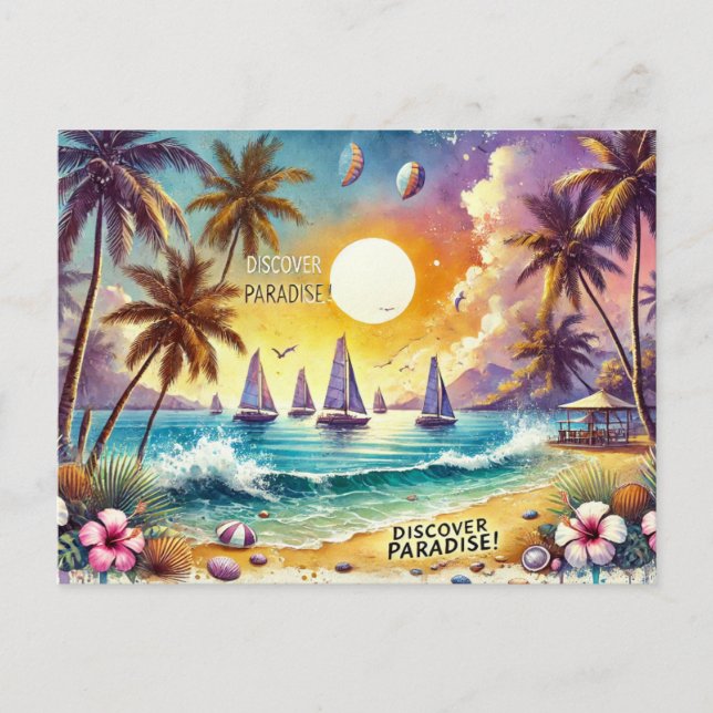 Upptäck paradise vykort (Framsida)