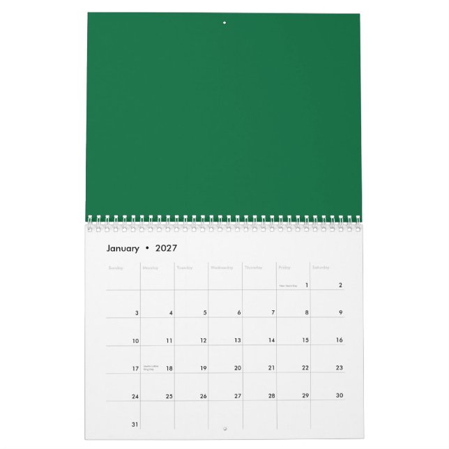 Upptäck Perfekten Blend of Grönt, Azure, Aqua. Kalender (Jan 2027)
