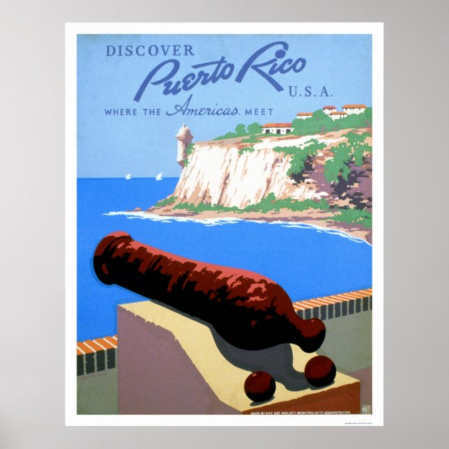 Upptäck Puerto Rico 1940 WPA Poster (Framsidan)