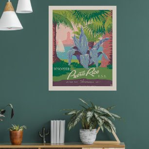 Upptäck Puerto Rico USA Vintage resor Poster