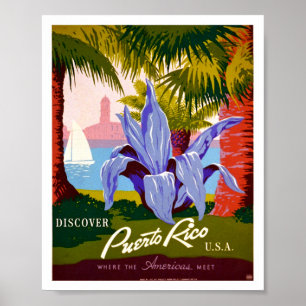 Upptäck Puerto Rico Vintage Poster