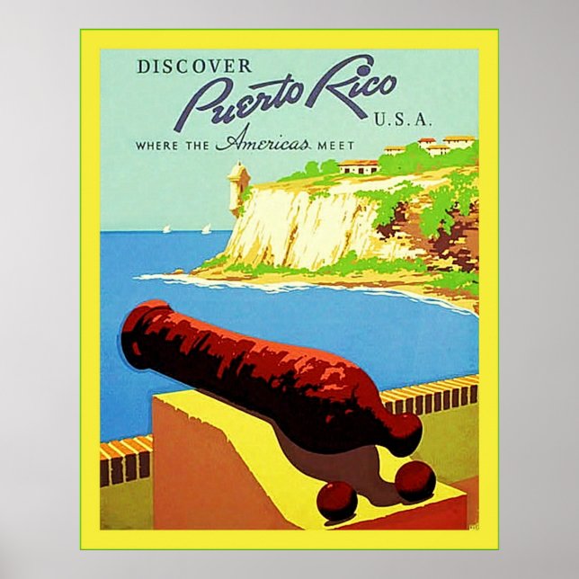 Upptäck Puerto Rico ~ Vintage resor Poster (Framsidan)