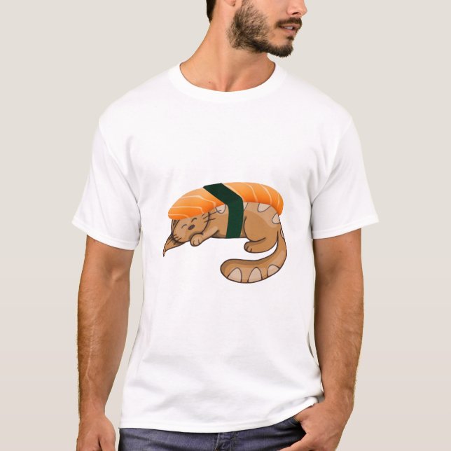 Upptäck Whimsical Sushi Cats: Embrace Roligt Quirk T Shirt (Framsida)