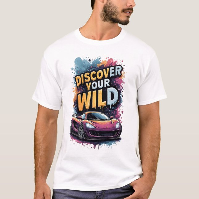 Upptäck Wild Side Bright Sportbilsgata T Shirt (Framsida)