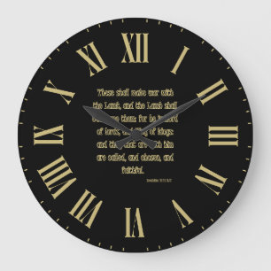 Upptäckt 17:14 KJV Bible Verse II Roman Numeral Stor Klocka
