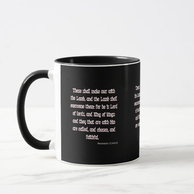 Upptäckt 17:14 KJV Bible Verse Two-Tone Mugg (Vänster)