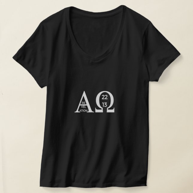 Upptäckt 2213 Alpha Omega T-Shirt Bible Christia (Laydown)