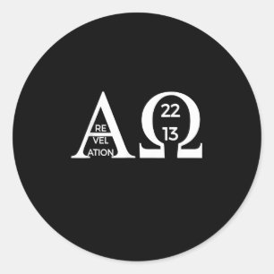 Upptäckt 2213 Alpha Omega T-Shirt Bible Christia Runt Klistermärke