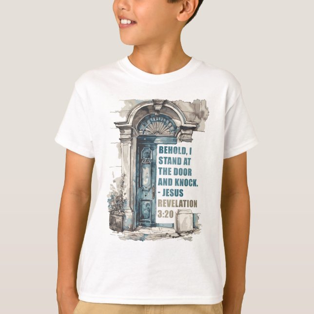 Upptäckt 3:20 jag står vid dörren och knacket t shirt (Framsida)