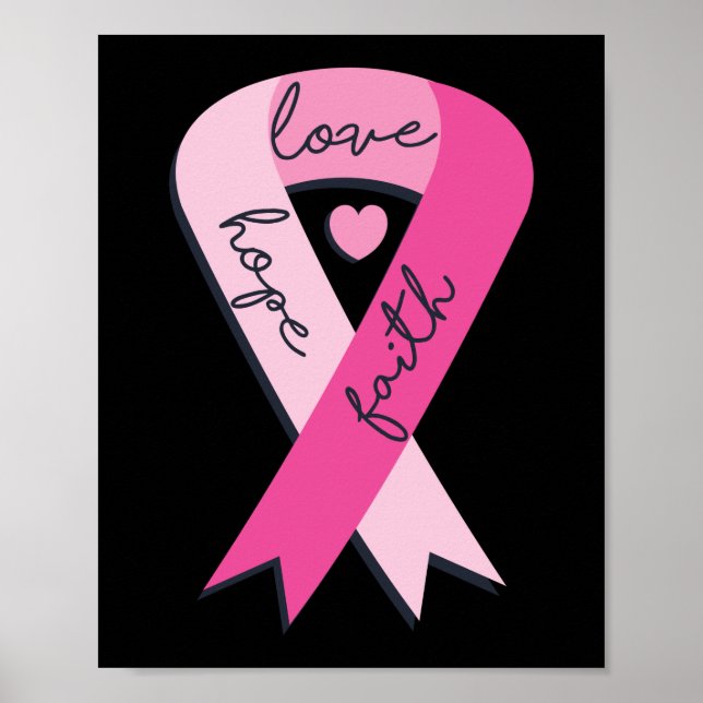 Upptäckt av bröstcancer Hoith Kärlek Rosa Ribbon R Poster (Framsidan)