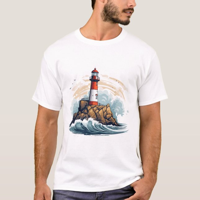 Upptäckt av fyr- och havsytefyr t shirt (Framsida)