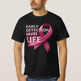 Upptäckt av tidigt räddar liv - Rosa Ribbon T Shirt