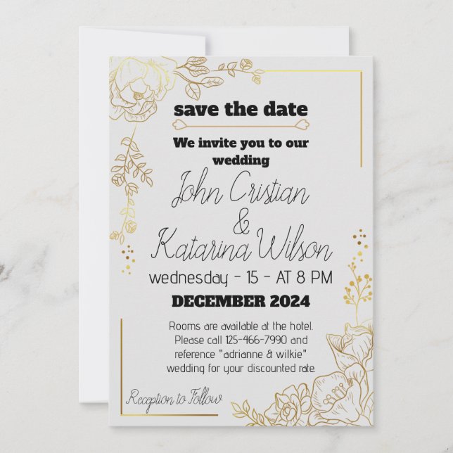 Upptäckta början, bröllopsinbjudningar inbjudningar (Framsida)