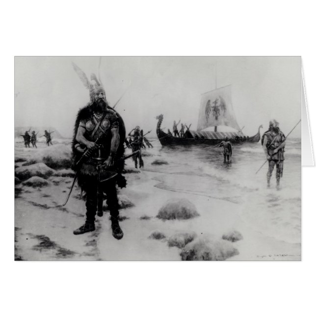 Upptäckten av Amerika av Leif Eriksson Hälsningskort (Framsidan Horizontal)