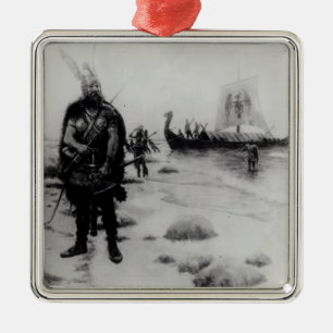 Upptäckten av Amerika av Leif Eriksson Julgransprydnad Metall