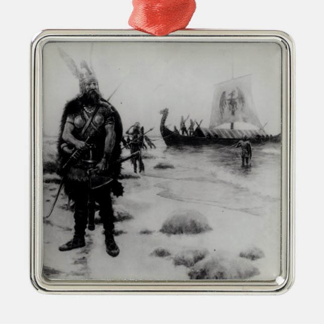 Upptäckten av Amerika av Leif Eriksson Julgransprydnad Metall (Framsidan)