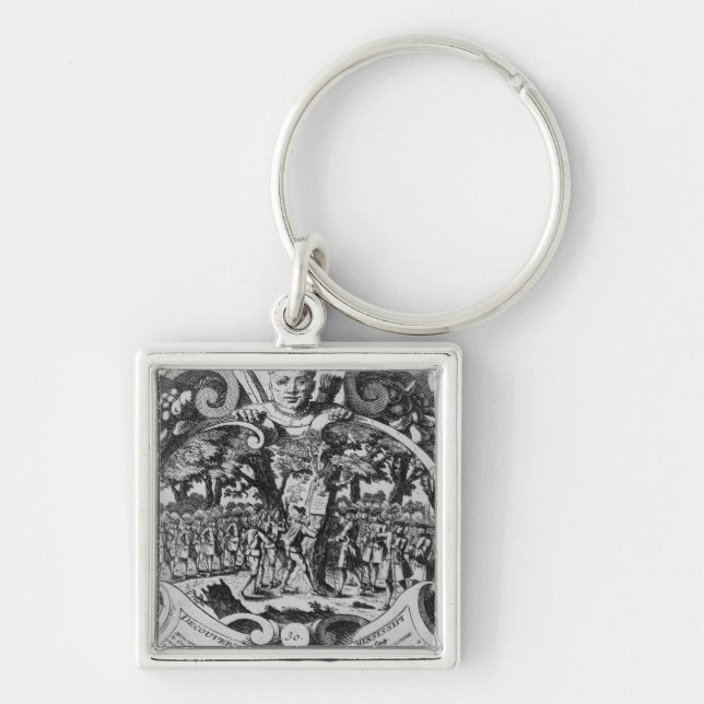 Upptäckten av Mississippiet River Fyrkantig Silverfärgad Nyckelring (Framsidan)