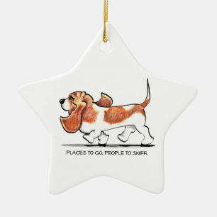 Upptagen Bassethund Julgransprydnad Keramik