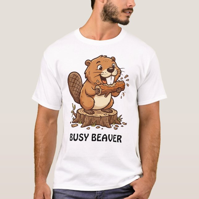 Upptagen bäver t shirt (Framsida)