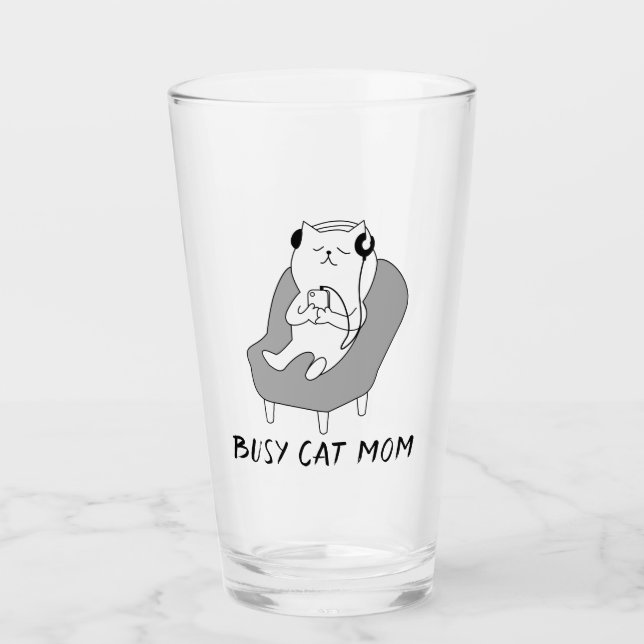 Upptagen kattmamma   glaskopp (Framsida)