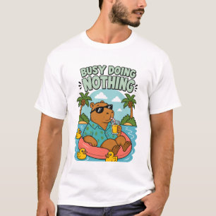 Upptagen med att Göra Ingenting   Rolig Capybara S T Shirt