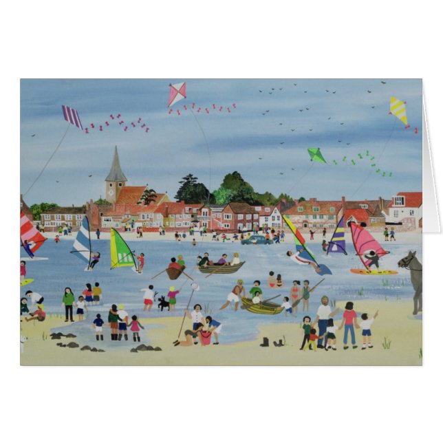 Upptagen strand hälsningskort (Framsidan Horizontal)