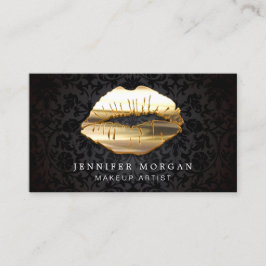 Upptagningskort för 3D Black Guld Läppar öga Tidsbeställning Kort