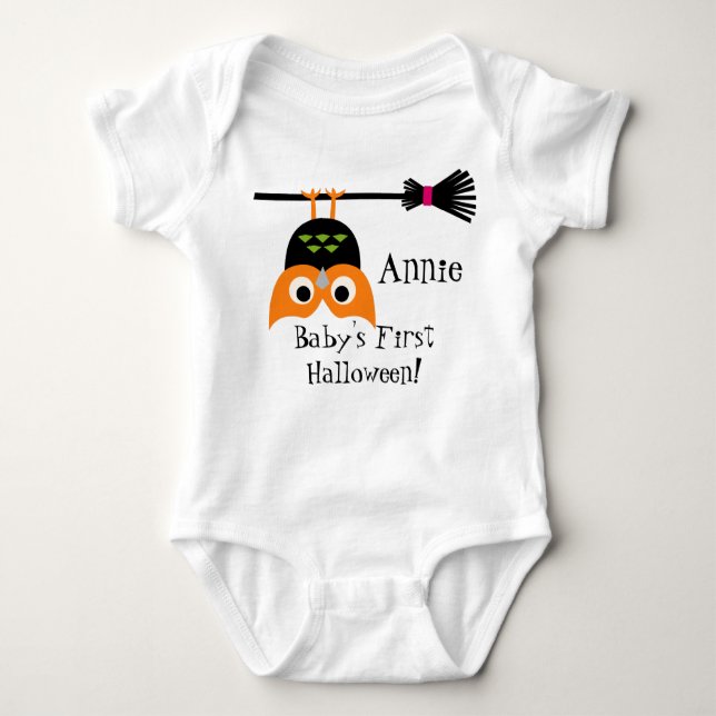 Upptill Uggla Halloween Baby Bodykostym T Shirt (Framsida)