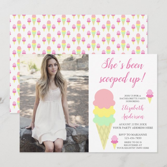 Upptrappad isbildning av Cream Bachelorette-partie Inbjudningar (Fram/baksida)