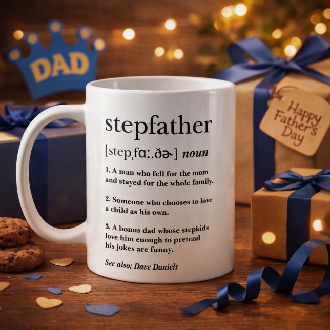 Upptrigt styvfar definition fadersdagspresent kaffemugg (Skapare uppladdad)