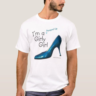 Uppumpad flickaktigt flicka för blått tee shirt