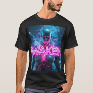 UPPVÄCKNING - Cyberpunk Robot Neon Estetik Andlig T Shirt