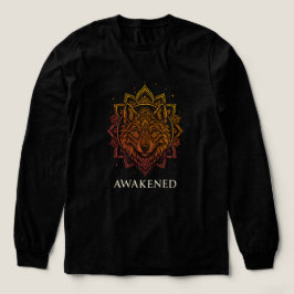 Uppvaknad Varg Mandala Andlig Design T Shirt