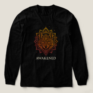 Uppvaknad Varg Mandala Andlig Design T Shirt
