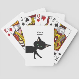 Uppvaknade! Synlig svart katt med Grönt Ögon Casinokort