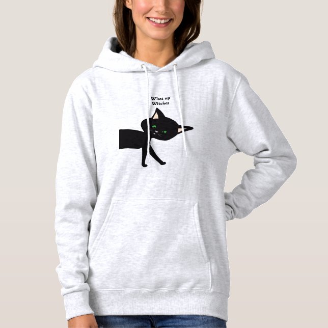 Uppvaknade! Synlig svart katt med Grönt Ögon T Shirt (Framsida)