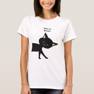 Uppvaknade! Synlig svart katt med Grönt Ögon T Shirt