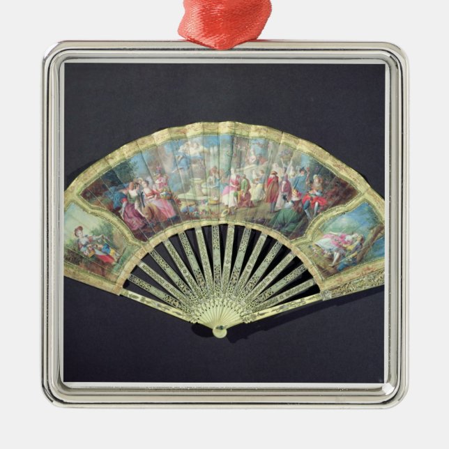 Uppvakta fläkten, fransk, det 18th århundradet julgransprydnad metall (Framsidan)