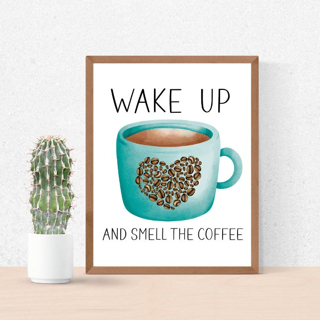 Uppvakta kaffet - vattenfärgade kaffebönor poster (Skapare uppladdad)