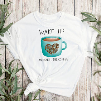 Uppvakta kaffet - vattenfärgade kaffebönor t shirt