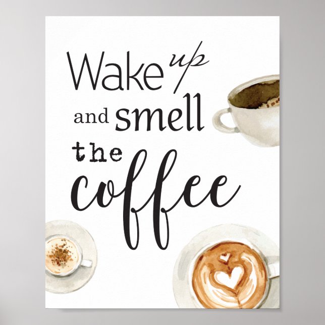 Uppvakta och mala kaffet - Köksväggskonst Poster (Framsidan)