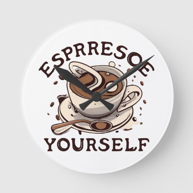 Uppvärm dig själv med espresso rund klocka (Framsida)