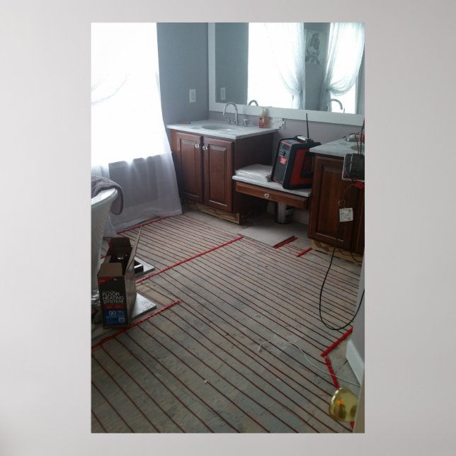 Uppvärmd golvbeläggning i badrum poster (Framsidan)