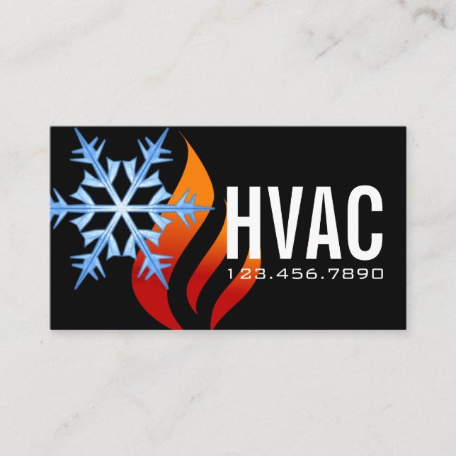 Uppvärmning och kylning, Luft-konditionering HVAC Visitkort (Framsida)