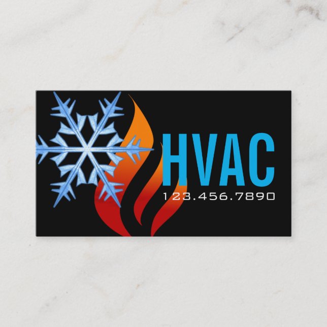Uppvärmning och kylning, Luft-konditionering HVAC Visitkort (Framsida)