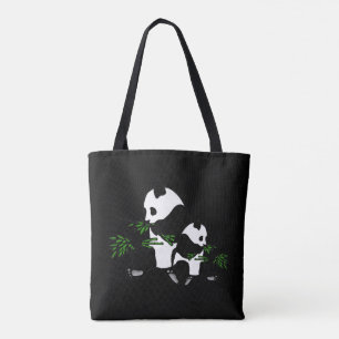 Uppväxt Panda Black Tygkasse
